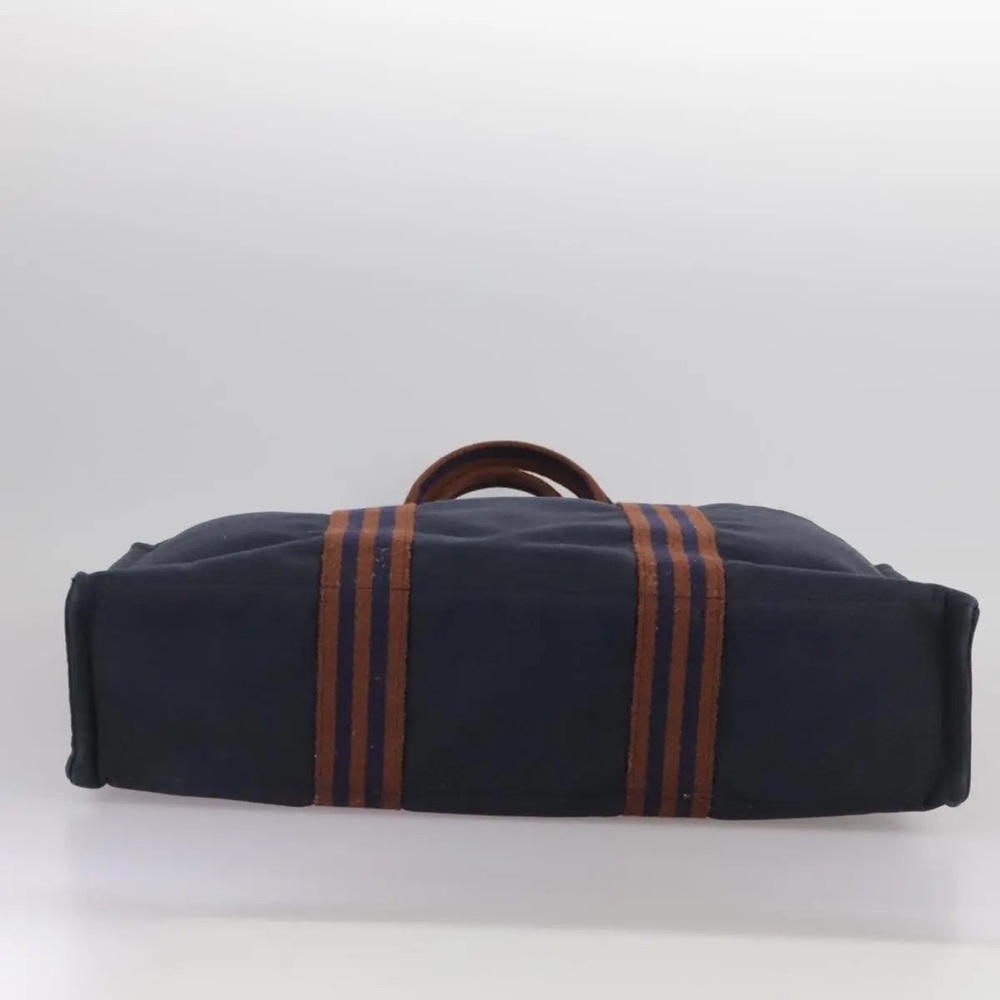 HERMES HERMES Canvas Fourre Tout PM Tote Bag in Navy Blue & Brownish-Red - Picture 7 of 15